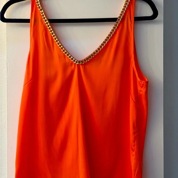 Generation Love Dallas Chain Tank Top Orange Gold Chain V-Neck Size Small - Picture 9 of 10